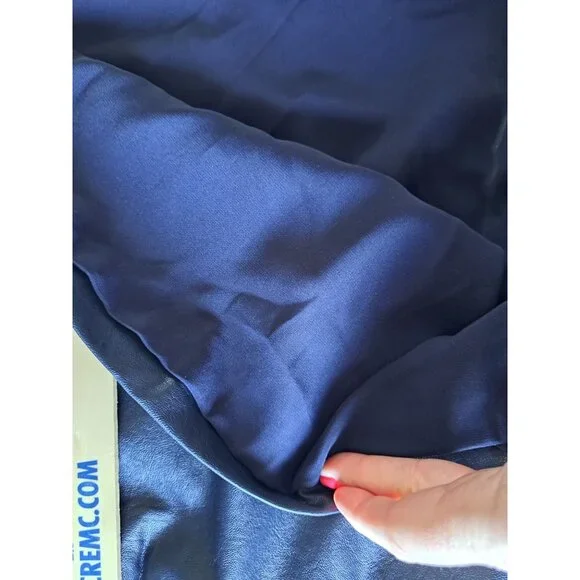 NEW Eva Franco Anthropologie Faux Leather Lace Twofer Dress 12  Blue Halter - Picture 9 of 10